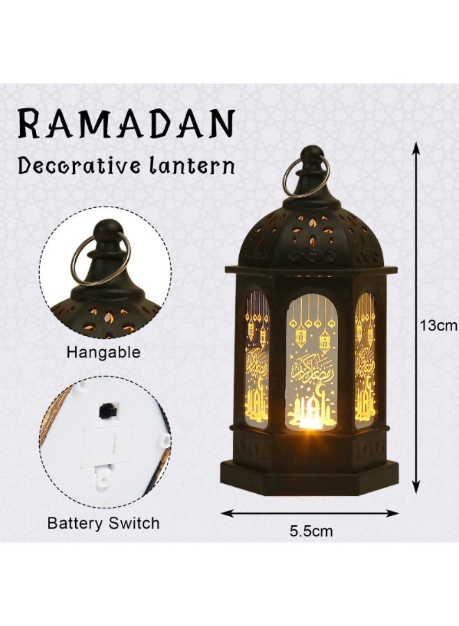 LEFAFA Ramadan Lanterns Decoration, 2 Pieces LED Eid Mubarak Lamp, Ramadan Flameless Candle Lantern, Hanging Ramadan Lamp, Ramadan Lantern Decor, for Home Tabletop Decor Creative Party Supplies - Image 2