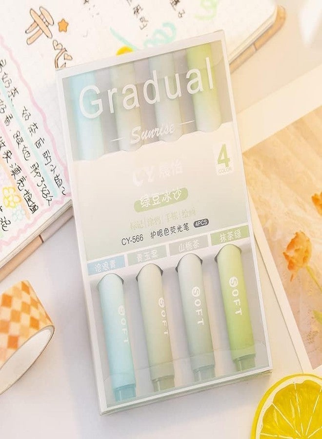 LeafLoom 4Pcs Aesthetic Cute Highlighter Pen || Highlighters Markers Pen || Pastel Highlighter Pen Set || Water-based Ink Quick Dry for Note Taking School/Office Supplies (Green) - Image 1