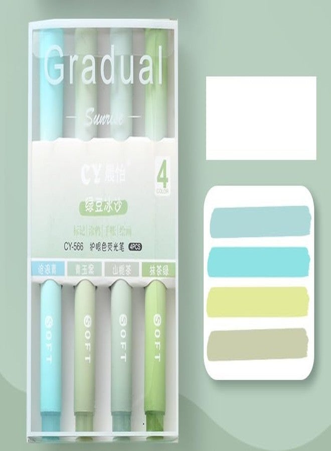 LeafLoom 4Pcs Aesthetic Cute Highlighter Pen || Highlighters Markers Pen || Pastel Highlighter Pen Set || Water-based Ink Quick Dry for Note Taking School/Office Supplies (Green) - Image 3