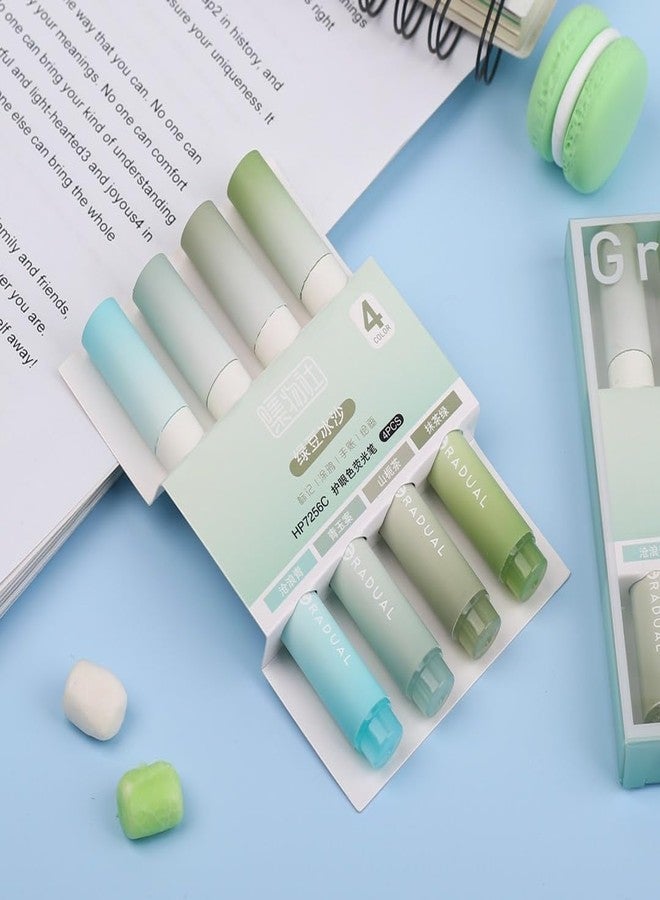 LeafLoom 4Pcs Aesthetic Cute Highlighter Pen || Highlighters Markers Pen || Pastel Highlighter Pen Set || Water-based Ink Quick Dry for Note Taking School/Office Supplies (Green) - Image 2