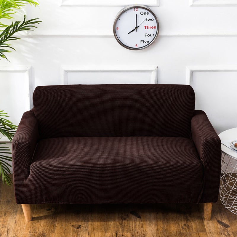 145-185CM Two Seats Thicken Knit Corn Sofa Cover Stretch Couch Cover Non- Elastic Full Coverage Sofa (Coffee) - Image 2
