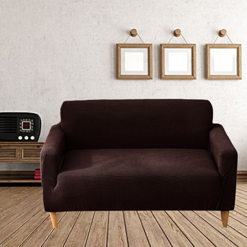 145-185CM Two Seats Thicken Knit Corn Sofa Cover Stretch Couch Cover Non- Elastic Full Coverage Sofa (Coffee) - Image 5