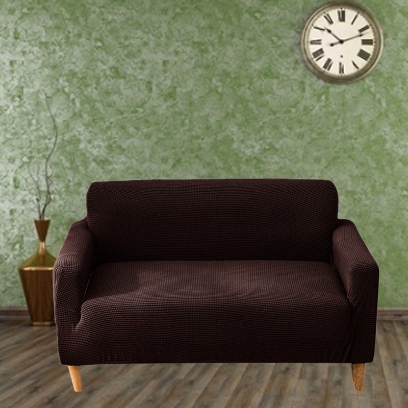 145-185CM Two Seats Thicken Knit Corn Sofa Cover Stretch Couch Cover Non- Elastic Full Coverage Sofa (Coffee) - Image 1