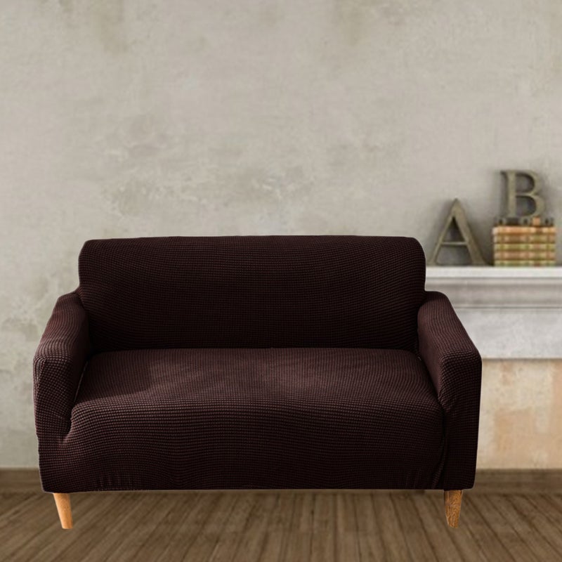 145-185CM Two Seats Thicken Knit Corn Sofa Cover Stretch Couch Cover Non- Elastic Full Coverage Sofa (Coffee) - Image 3