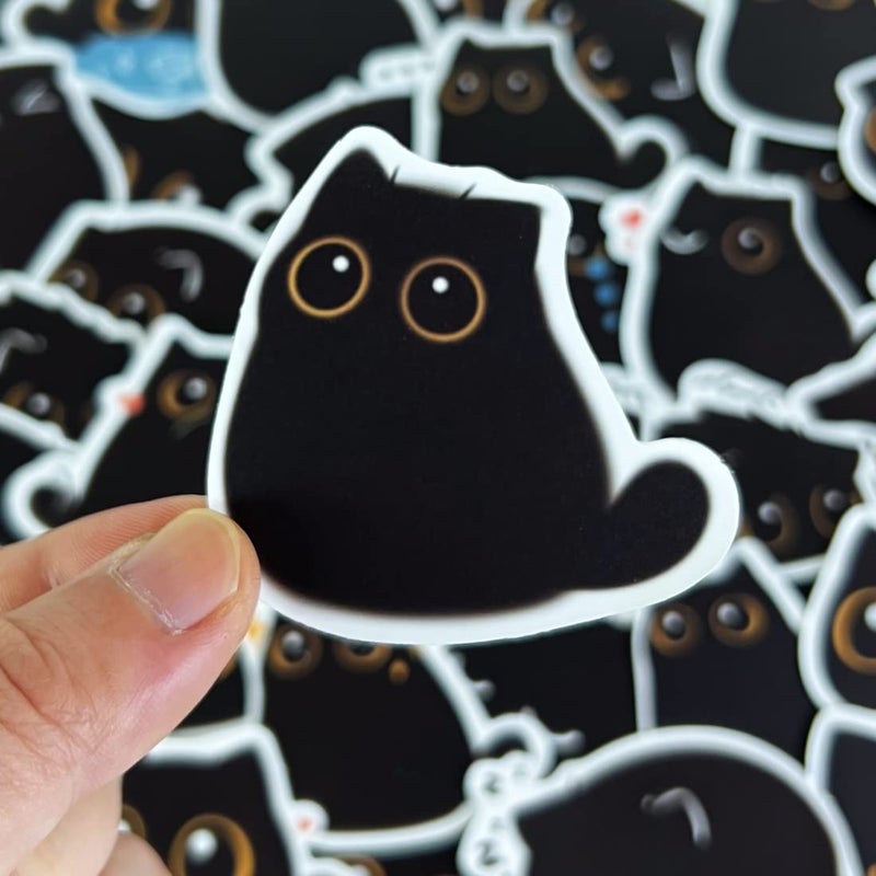 Aowplc 40 PCS Cute Black Cat Stickers, Waterproof Vinyl Decals for Water Bottle, Laptop, Scrapbook & More - Image 4