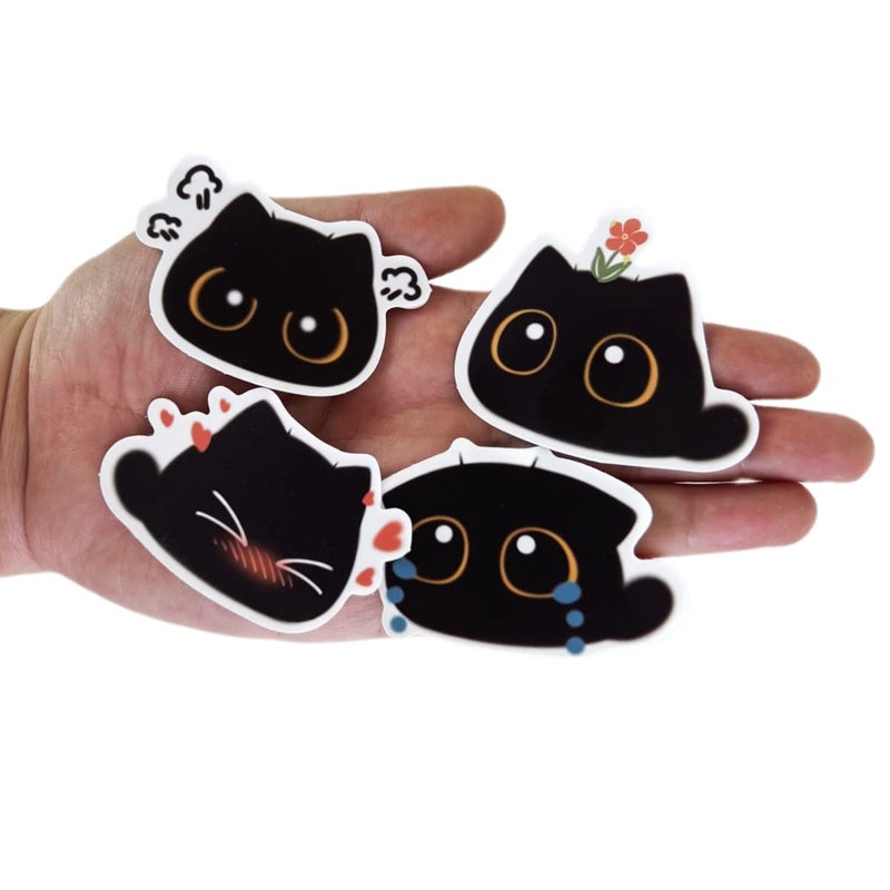 Aowplc 40 PCS Cute Black Cat Stickers, Waterproof Vinyl Decals for Water Bottle, Laptop, Scrapbook & More - Image 5