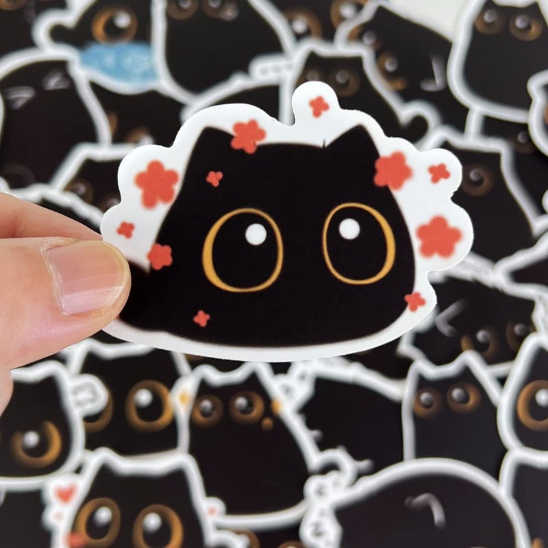 Aowplc 40 PCS Cute Black Cat Stickers, Waterproof Vinyl Decals for Water Bottle, Laptop, Scrapbook & More - Image 3