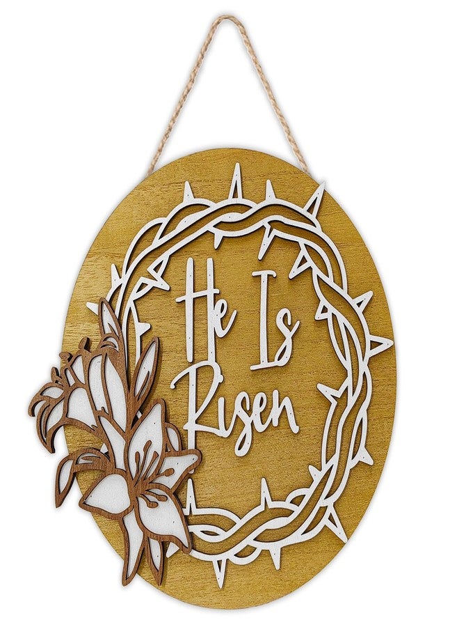 PAMBO He is Risen Easter Door Hanging Decorations, Easter Door Hanging Sign for Home Front Porch 12x12inch - Image 1