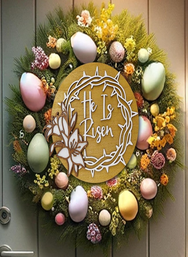 PAMBO He is Risen Easter Door Hanging Decorations, Easter Door Hanging Sign for Home Front Porch 12x12inch - Image 2