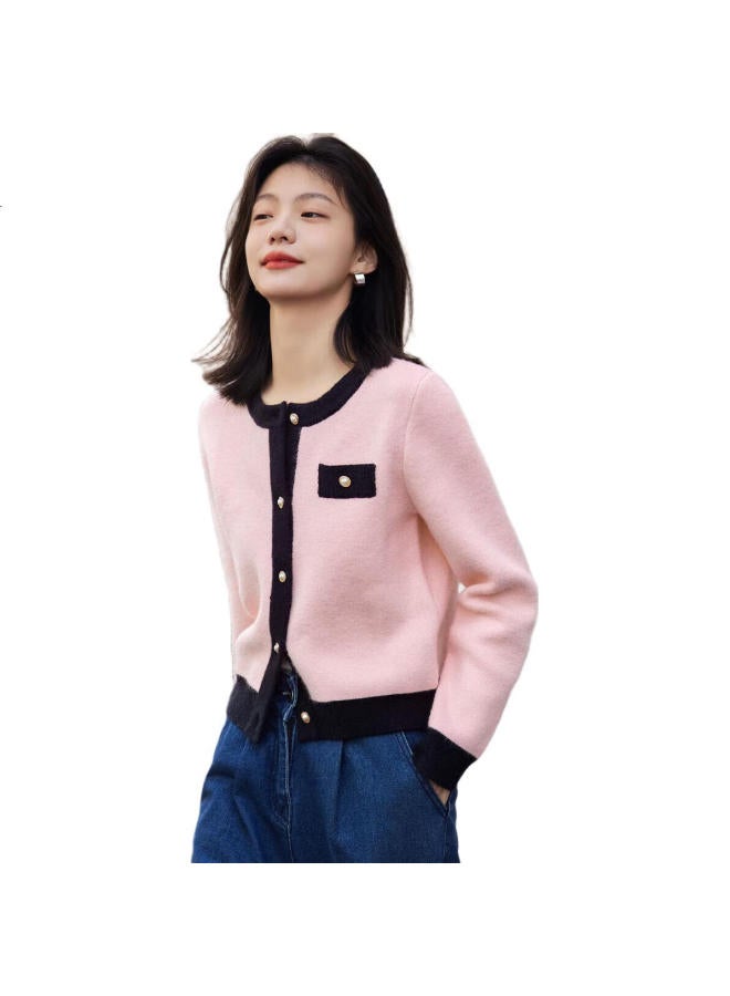 dme (Qianjin Madeleine) Spring And Autumn French Style Chanel Inspired Color Block Round Neck Knit Cardigan For Women - Image 3