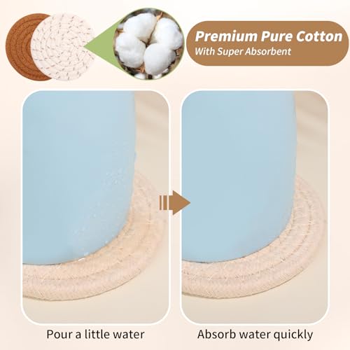 Mckanti 10 Pcs Drink Coasters with Holder, 5 Colors Absorbent Coasters for Drinks, Minimalist Boho Coasters Cotton Woven Coaster Set for Home Decor Tabletop Protection Suitable for Kinds of Cups - Image 4