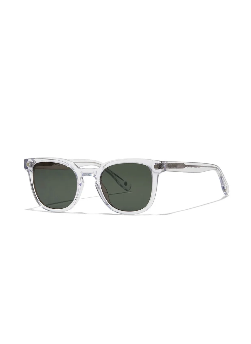 30Sundays Reef,Unisex Sunglasses, Square Sunglasses UV400 (Transparent,Green)