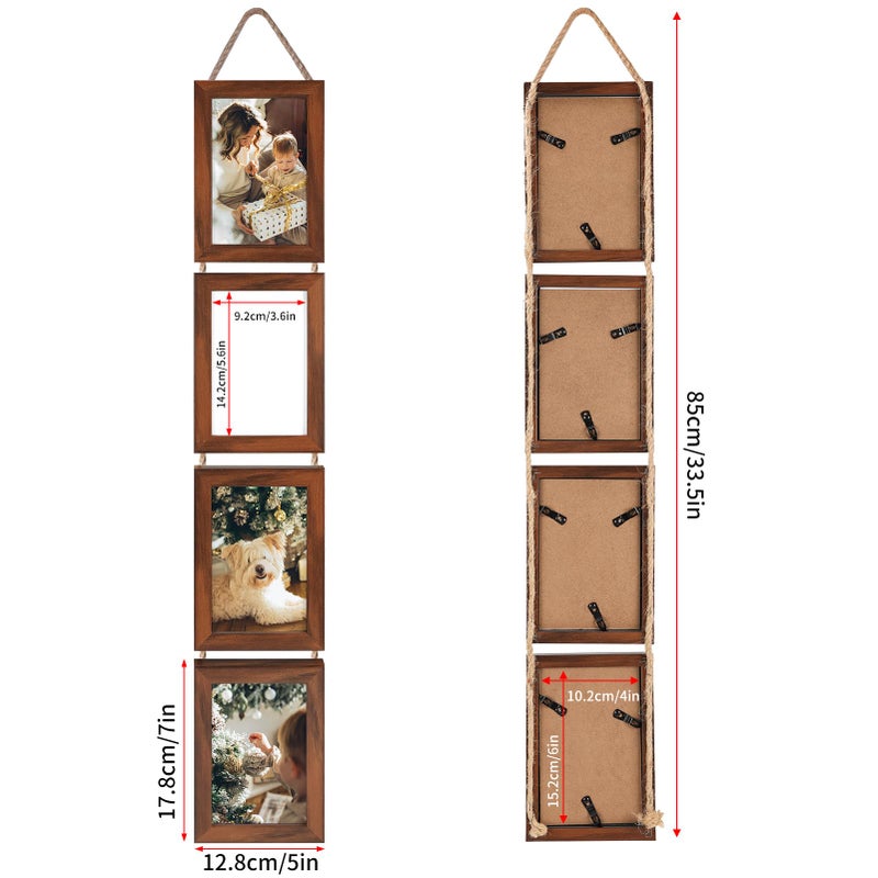 QUTREY 4x6 Hanging Picture Frames Collage Set of 2, 4 x 6 Multiple Picture Frame for 4 by 6 inch Pictures for Wedding Birthday Valentine's Day Mother's Day - Image 2