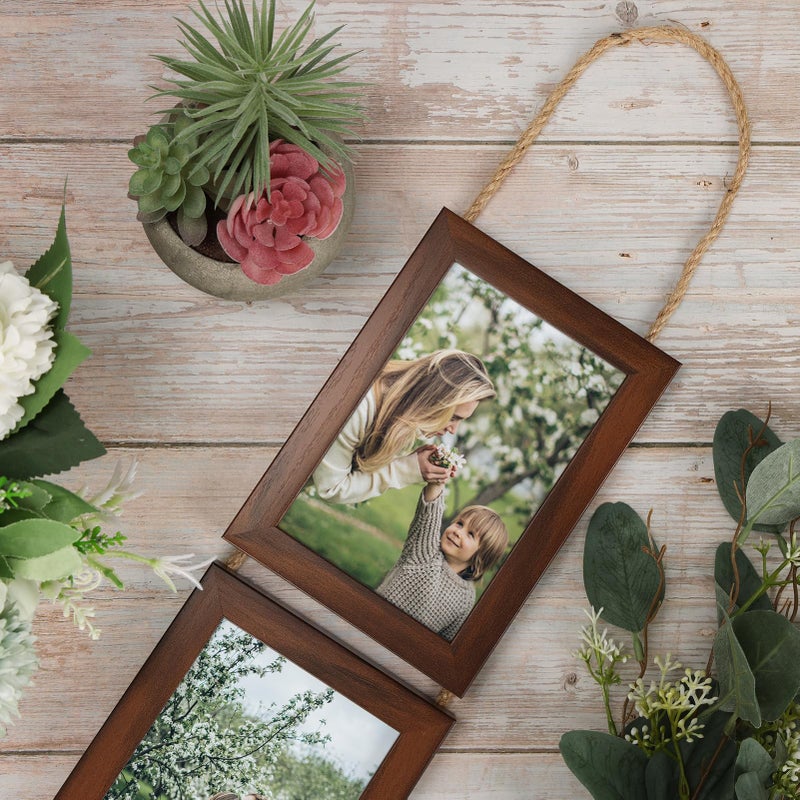 QUTREY 4x6 Hanging Picture Frames Collage Set of 2, 4 x 6 Multiple Picture Frame for 4 by 6 inch Pictures for Wedding Birthday Valentine's Day Mother's Day - Image 3