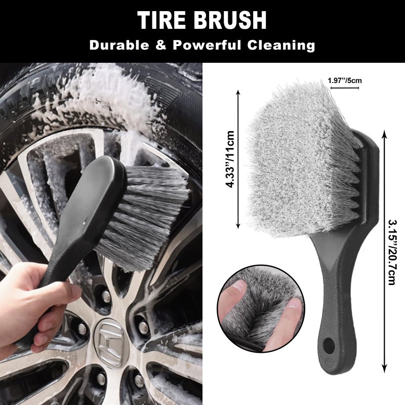 NIKCOSMK 7Pcs Car Wheel Brush kit, Tire Brush, Wheel Cleaner Brush, Soft-bristled Rim Cleaner Brush, Tire Shine Applicator Pad, Car Detailing Brushes, Wheel Brushes for Cleaning Wheels,Tires - Image 3