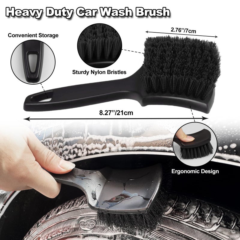 NIKCOSMK 7Pcs Car Wheel Brush kit, Tire Brush, Wheel Cleaner Brush, Soft-bristled Rim Cleaner Brush, Tire Shine Applicator Pad, Car Detailing Brushes, Wheel Brushes for Cleaning Wheels,Tires - Image 4
