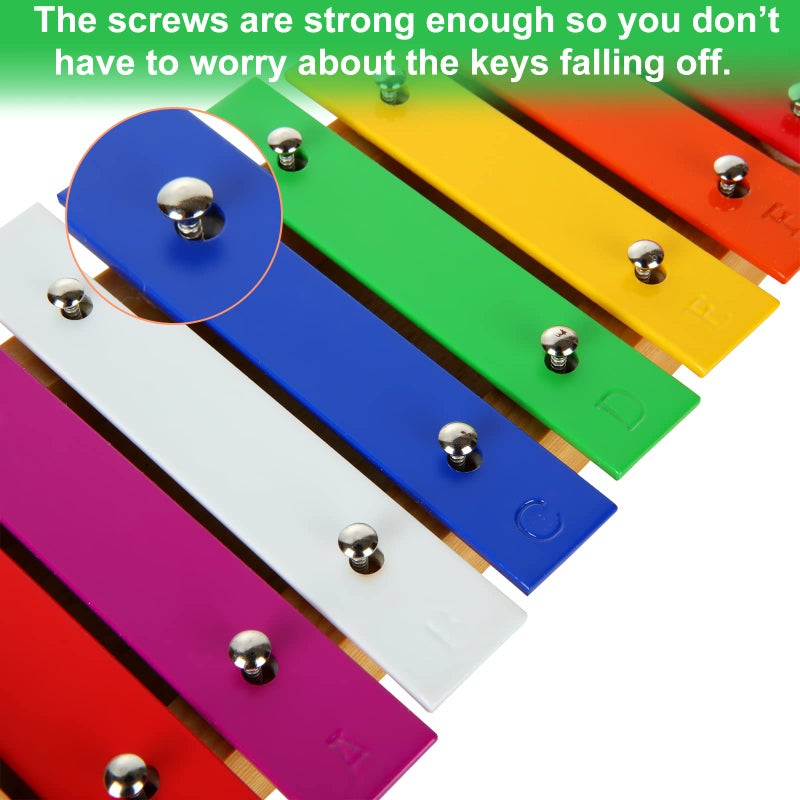 CertBuy 15 Tone Xylophone Glockenspiel Colorful Wooden Xylophone with 2 Mallets, Music Instrument for Beginner - Image 3