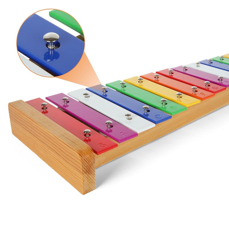 CertBuy 15 Tone Xylophone Glockenspiel Colorful Wooden Xylophone with 2 Mallets, Music Instrument for Beginner - Image 4