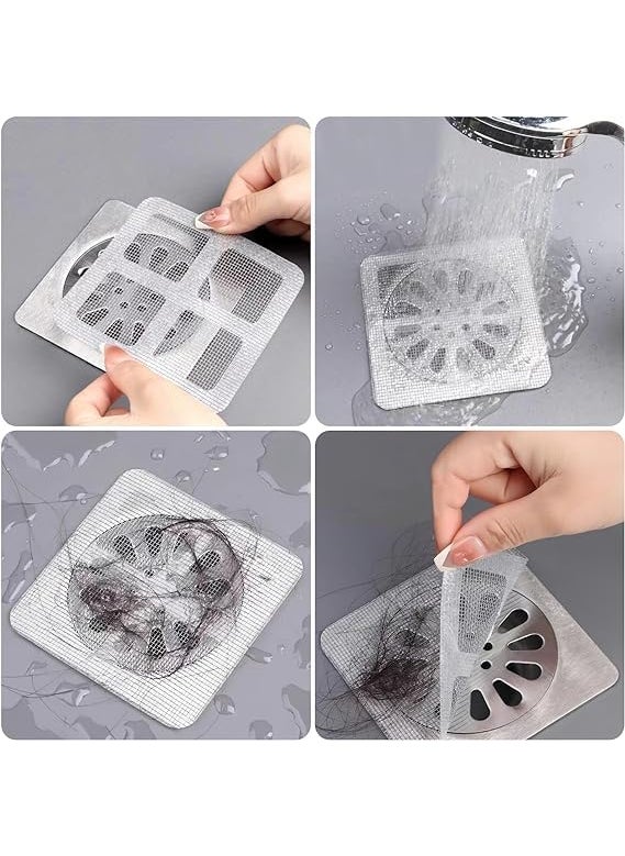 REETIK FASHION HUB REETIK FASHION HUB 10Pcs Shower Drain Disposable Hair Catcher Shower Drain Floor Sink Strainer Filter Mesh with Stickers for Bathroom and Kitchen  - Image 2