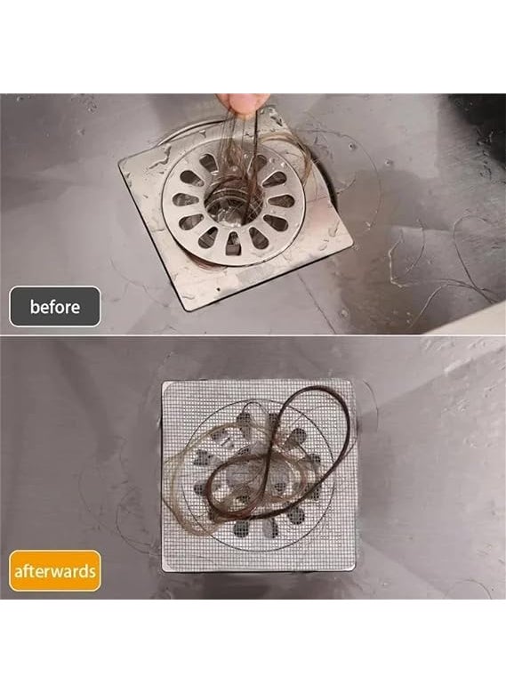 REETIK FASHION HUB REETIK FASHION HUB 10Pcs Shower Drain Disposable Hair Catcher Shower Drain Floor Sink Strainer Filter Mesh with Stickers for Bathroom and Kitchen  - Image 3
