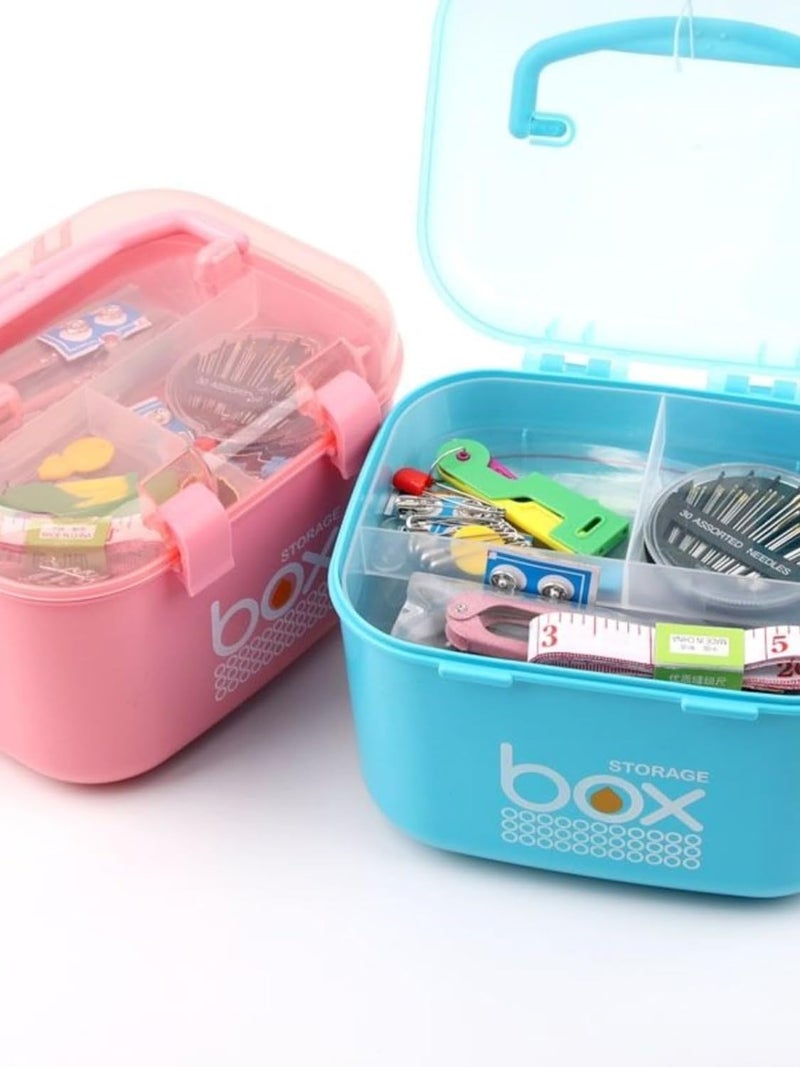 HOMAVA Multipurpose Rectangular Storage Box with Layers, Medicine Pill Organizer First Aid Kit |19.5 x 11 x 11.5 Cm | Pink | Plastic - Image 3