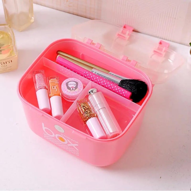 HOMAVA Multipurpose Rectangular Storage Box with Layers, Medicine Pill Organizer First Aid Kit |19.5 x 11 x 11.5 Cm | Pink | Plastic - Image 2