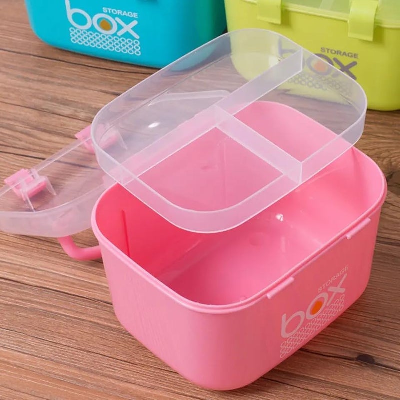 HOMAVA Multipurpose Rectangular Storage Box with Layers, Medicine Pill Organizer First Aid Kit |19.5 x 11 x 11.5 Cm | Pink | Plastic - Image 5