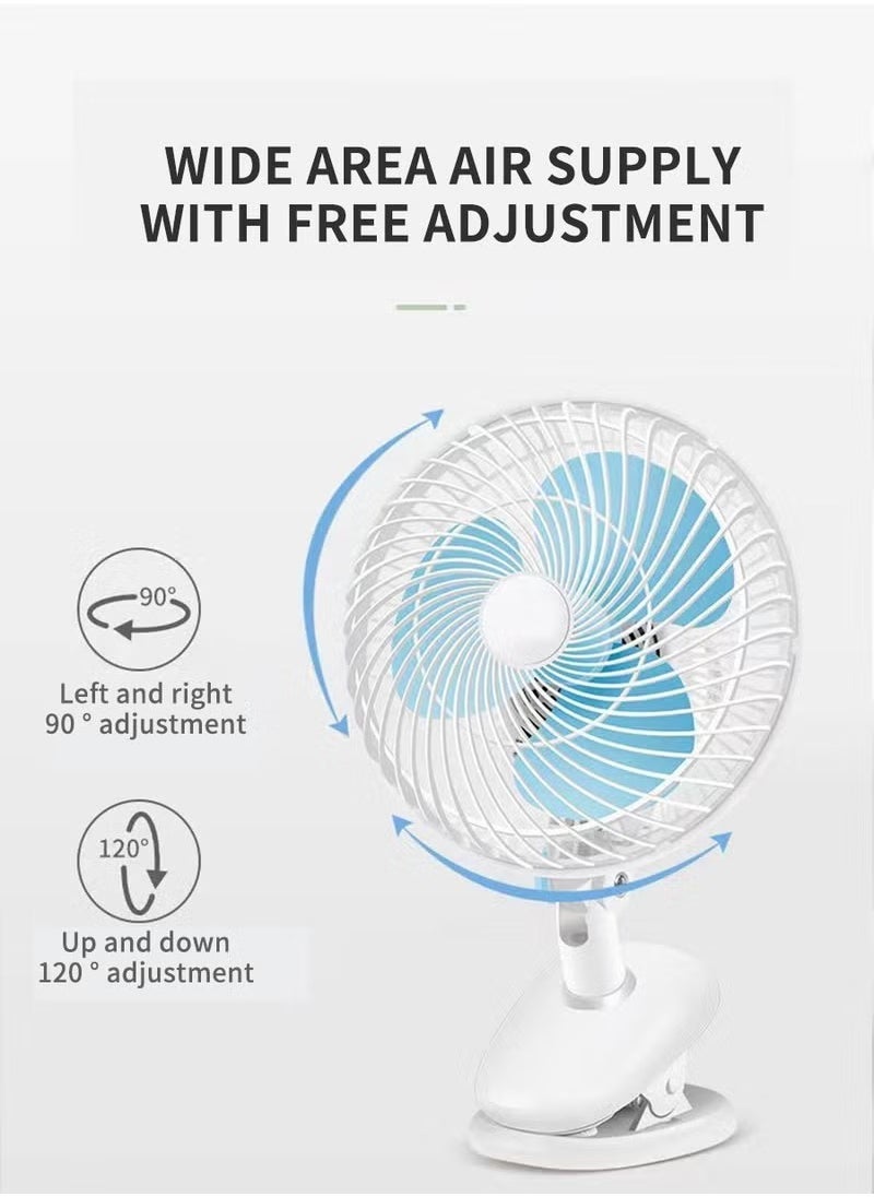 TIGER New Portable 3-gears Rechargeable Desktop Fan Low Noise Air Cooling Handheld Clipped Circulator Table Fan For Camping Office - Image 5