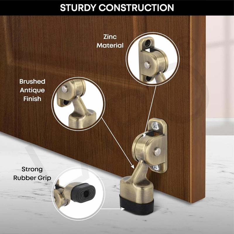LAPO LAPO 2 Pack Premium 3 inch Door Stopper for Home Rubber Door Stopper Door Holder Floor Door Stopper Door Stoper to Stop Door for All Door Home Office Hotel Antique Finish Pack of 2  - Image 2