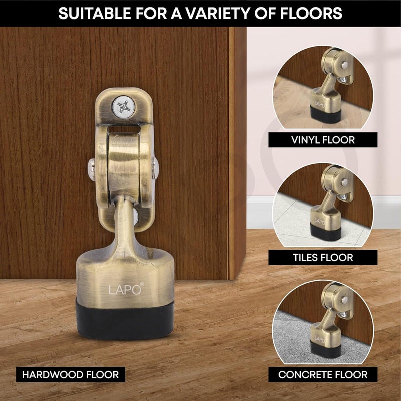 LAPO LAPO 2 Pack Premium 3 inch Door Stopper for Home Rubber Door Stopper Door Holder Floor Door Stopper Door Stoper to Stop Door for All Door Home Office Hotel Antique Finish Pack of 2  - Image 3