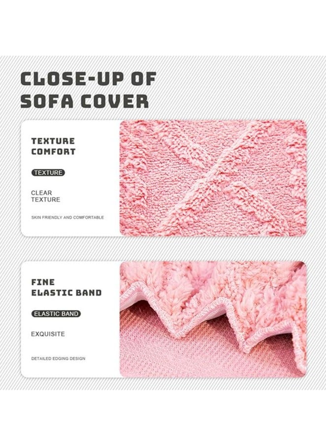 general 4-piece chaise longue cover, geometric jacquard plush chaise longue cover, thickened velvet Chivas Regal sofa cover, chaise longue cover, soft and fluffy, non-slip, children's furniture cover - Image 3