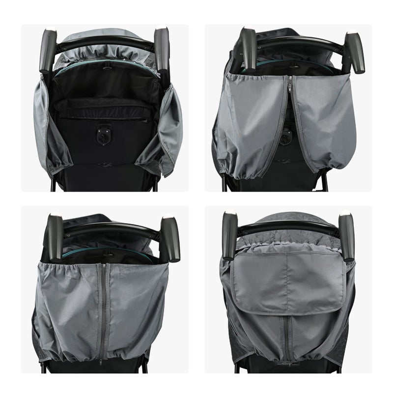 Bebamour غطاء مطر لعربة الأطفال من بيبامور، ملحق عالمي لعربة الأطفال، مقاوم للماء، حماية من الرياح، حماية من الغبار والثلج، درع للطقس أثناء سفر الأطفال (رمادي داكن) - Image 5