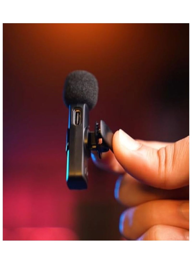 GREEN LION - 3 In 1 Wireless Microphone / 60mAh Battery Capacity / USB-A / Type-C / Lightning Plugs / 20m Accessible Reception / -42DB Sensitivity / Highly Sensitive / Digital Silicon Microphone / 64DBM Adaptive Noise Reduction / Clear Timbre / Plug & Play - Black - Image 1