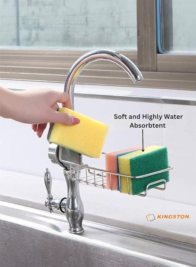 Kingston Multi Colour Cleaning Sponge with Scouring Pad Value Pack 10 Pcs, Eco-Friendly, Comfortable Grip. - Image 2