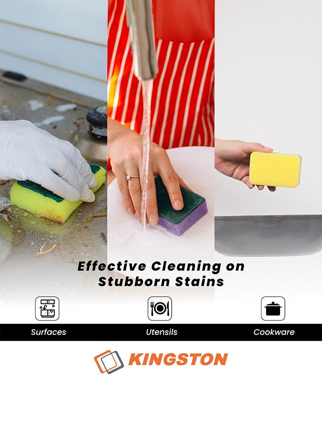 Kingston Multi Colour Cleaning Sponge with Scouring Pad Value Pack 10 Pcs, Eco-Friendly, Comfortable Grip. - Image 4