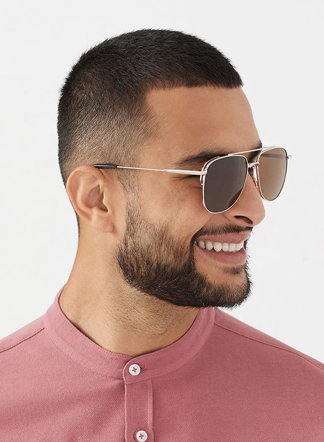 30 سندايز 30Sundays LEGACY,Men Sunglasses, Aviator Sunglasses, UV Protection: UV400 (Gold,Brown)