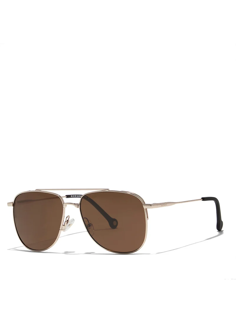 30 سندايز 30Sundays LEGACY,Men Sunglasses, Aviator Sunglasses, UV Protection: UV400 (Gold,Brown)