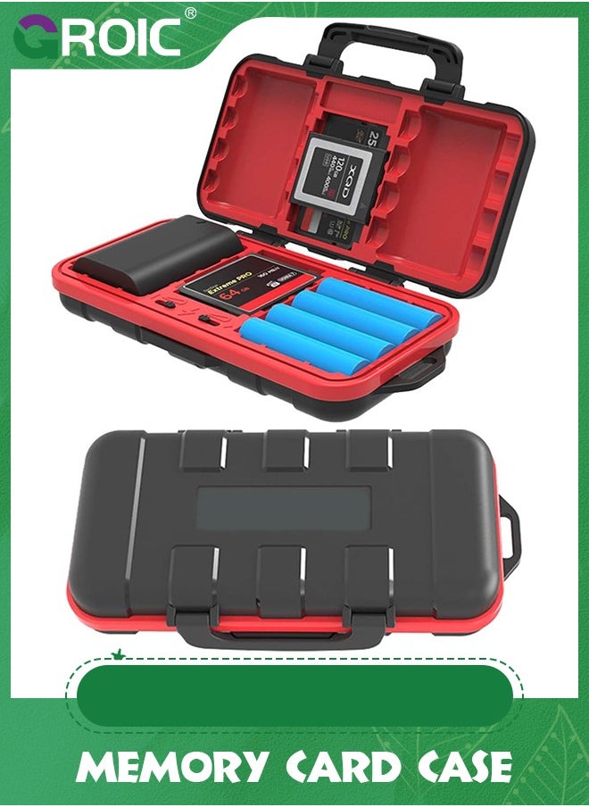 GROIC Camera Battery Memory Card Case, Hard Protector Case Professional Water-Resistant & Anti-Shock Storage Box for 2 Batteries 4 SD Cards CF 6 TF  - Image 1