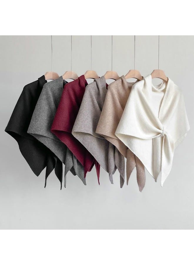 XRTBMN Pashmina Shawl Wraps for Women Knitted Shawls Scarf Solid Color Lightweight Poncho Wrap Tops Fall Winter Clothing (Brown, One Size) - Image 4