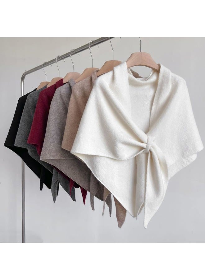 XRTBMN Pashmina Shawl Wraps for Women Knitted Shawls Scarf Solid Color Lightweight Poncho Wrap Tops Fall Winter Clothing (Brown, One Size) - Image 5