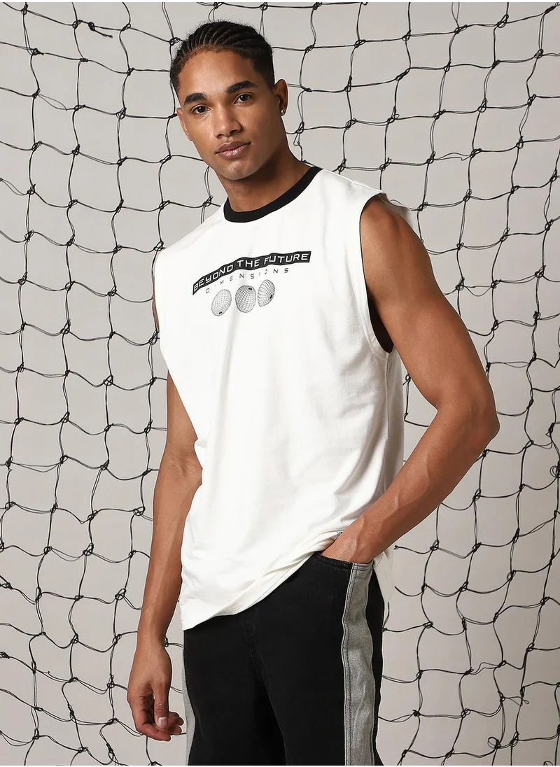 هوبرهولمي Men's White 100% Cotton Printed T-Shirt