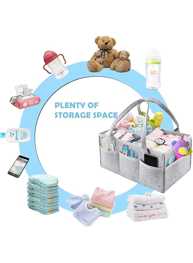 إيروريكس منظم حفاضات الأطفال القابل للطي، حقيبة تخزين من اللباد مع جيوب متعددة وحجرات مرنة - Image 2