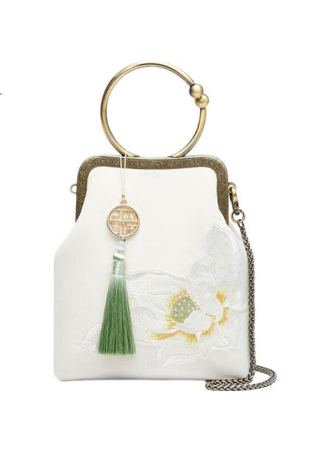 Pmsix Mother'S Day Gift For Mom Or Wife, Practical Chinese-Style Brand Handbag For Women, Embroidered Tote Bag With Round Handle, Qipao And Hanfu Style - Image 3