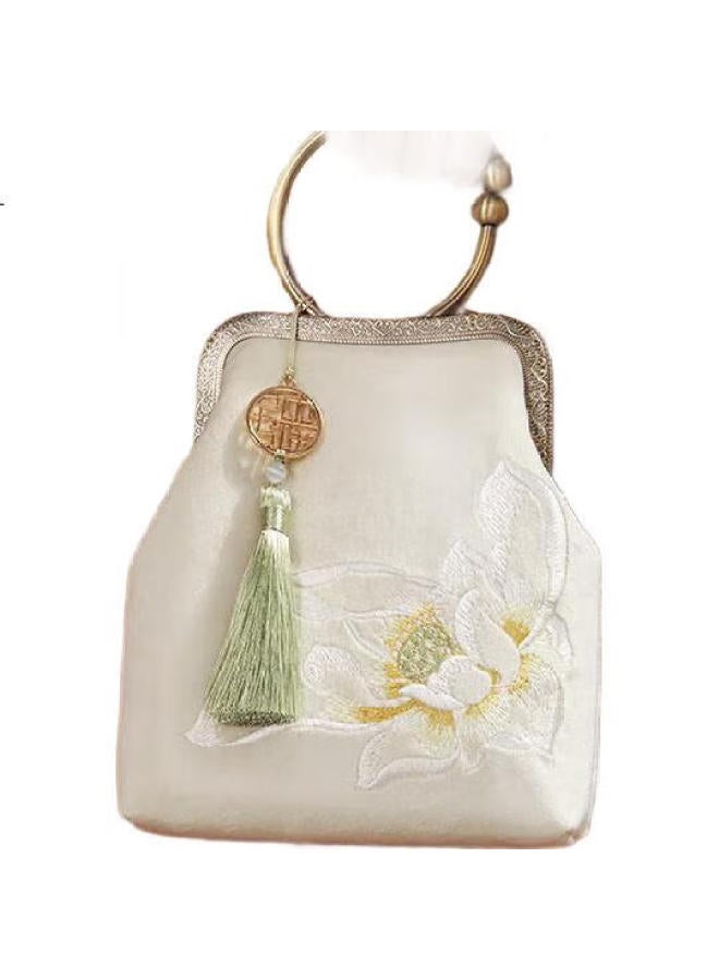 Pmsix Mother'S Day Gift For Mom Or Wife, Practical Chinese-Style Brand Handbag For Women, Embroidered Tote Bag With Round Handle, Qipao And Hanfu Style - Image 1