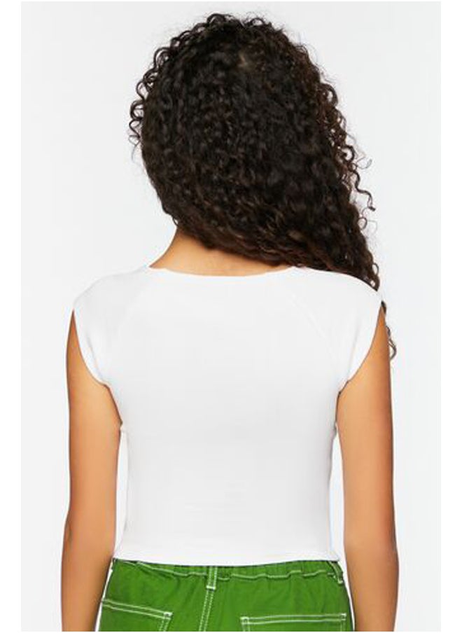 FOREVER 21 - Ribbed Cap Sleeve Crop Top - Image 1
