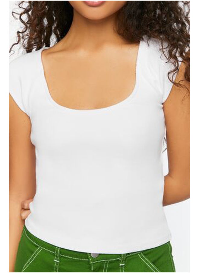 FOREVER 21 - Ribbed Cap Sleeve Crop Top - Image 1