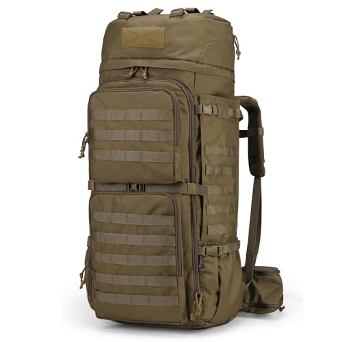 Mardingtop 75L Molle Hiking Internal Frame Backpacks with Rain Cover for Camping,Backpacking,Travelling(Khaki) - Image 1