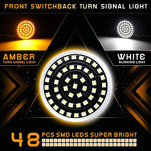 QUASCO Led Turn Signal Lights 1157 Front + 1156 Rear Blinkers with Smoked Lens for 2 Inch Bullet Housing Compatible with Harley Dyna Sportster Softail Road Street Glide Road King Cruiser Turing - Image 2