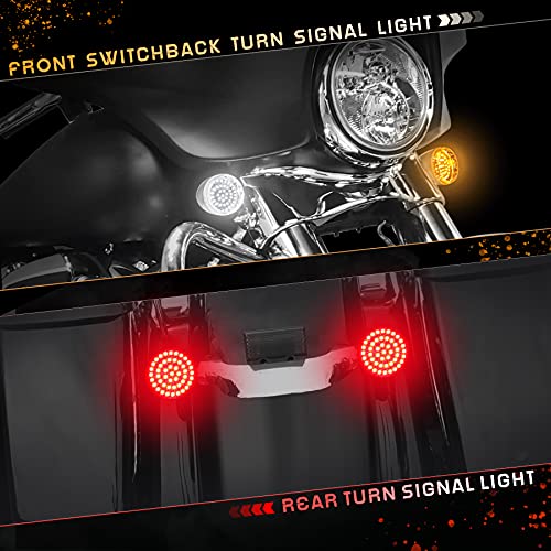 QUASCO Led Turn Signal Lights 1157 Front + 1156 Rear Blinkers with Smoked Lens for 2 Inch Bullet Housing Compatible with Harley Dyna Sportster Softail Road Street Glide Road King Cruiser Turing - Image 4