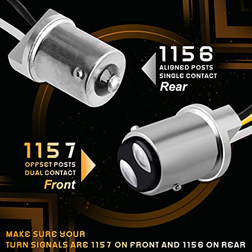 QUASCO Led Turn Signal Lights 1157 Front + 1156 Rear Blinkers with Smoked Lens for 2 Inch Bullet Housing Compatible with Harley Dyna Sportster Softail Road Street Glide Road King Cruiser Turing - Image 5
